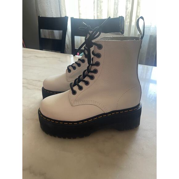 NEW Dr. Martens 1460 Pascal Max White Leather Platform Combat Boots - Picture 10 of 13